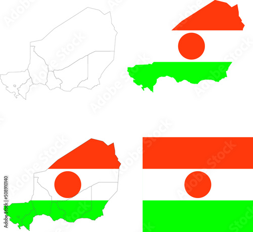 Set of territories of the country with the flag of Niger