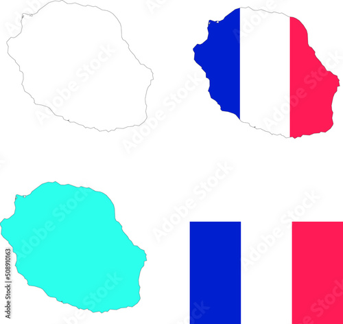 Set of territories of the country with the flag of Reunion