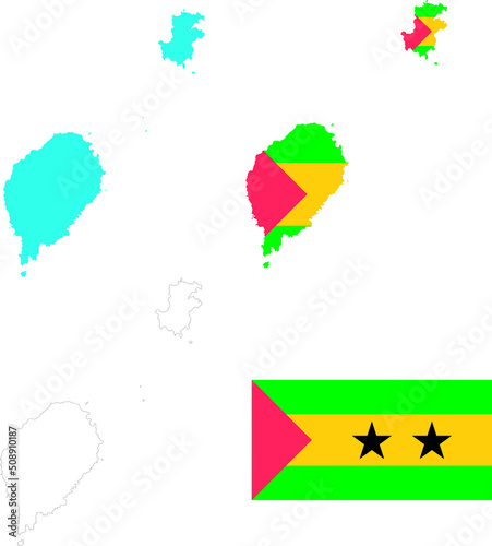 Set of territories of the country with the flag of Sao Tome Principe