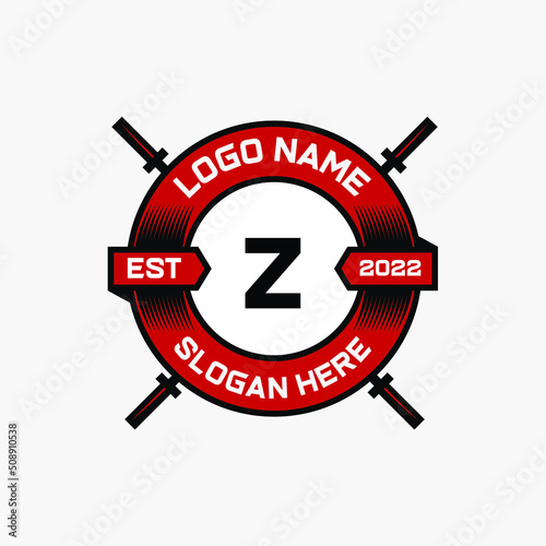 Crossed barbell fitness gym sports vector logo design with letter Z
