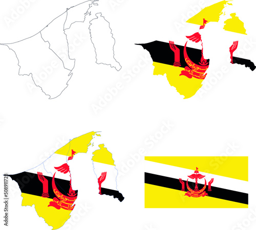 Set of territories of the country with the flag of Brunei Darussalam