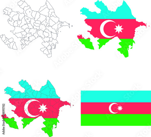 Set of territories of the country with the flag of Azerbaijan