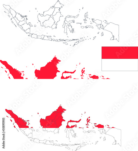 Set of territories of the country with the flag of Indonesia