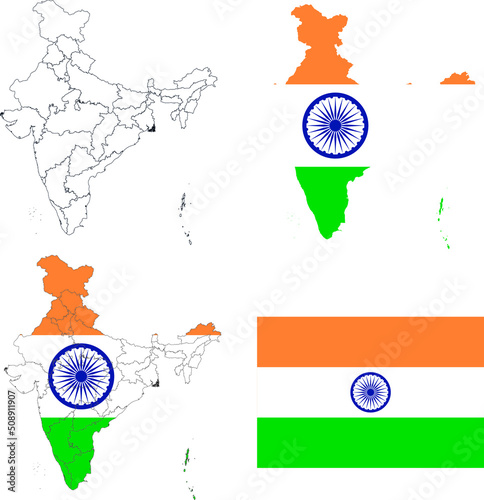 Set of territories of the country with the flag of India