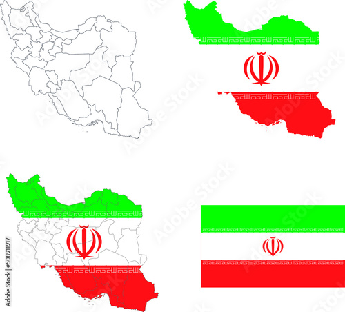 Set of territories of the country with the flag of Iran