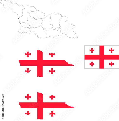Set of territories of the country with the flag of Georgia