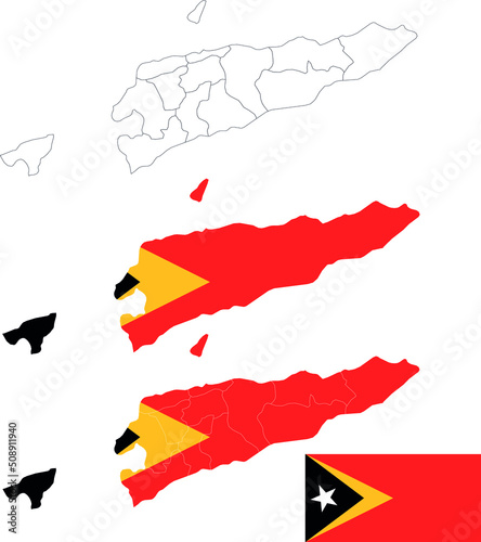 Set of territories of the country with the flag of East Timor