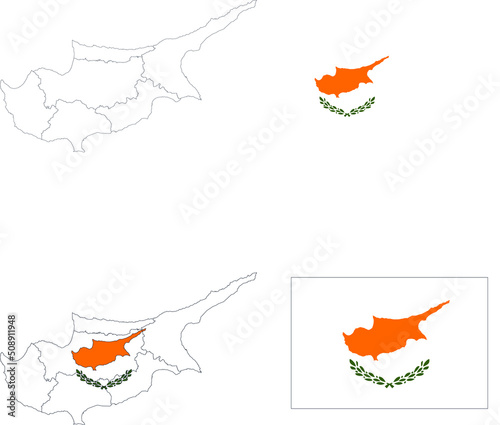 Set of territories of the country with the flag of Cyprus