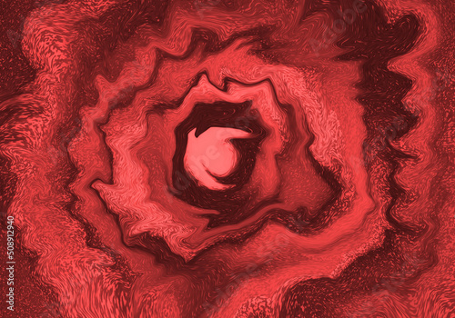 Fondo abstracto circular irregular rojo. Flor roja