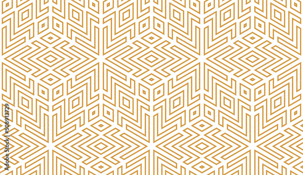 Abstract geometric pattern. A seamless vector background. White and gold ornament. Graphic modern pattern. Simple lattice graphic design