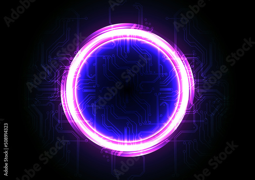 Abstract vector technology design background concept with circuit and ring light effects background, abstract tech, illustration vector design