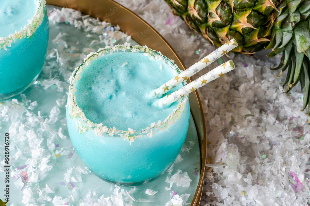 Blue Margarita Tequila Blue Curacao Pineapple Juice Hawaii Blue