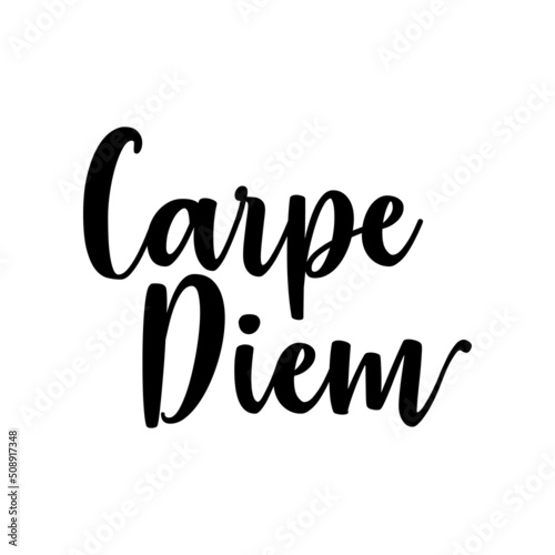 Texto manuscrito Carpe Diem para su uso en banner, carteles y tarjetas en color negro