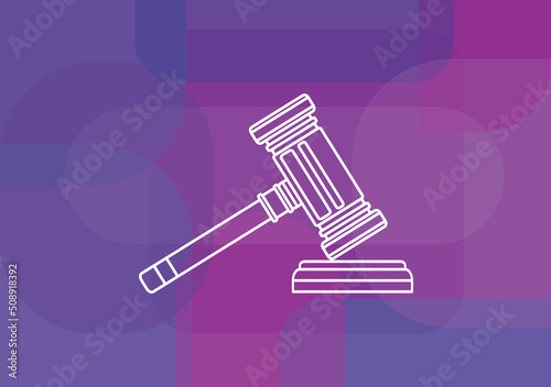 Gavel judge.Flat cartoon style. Vector illustration.