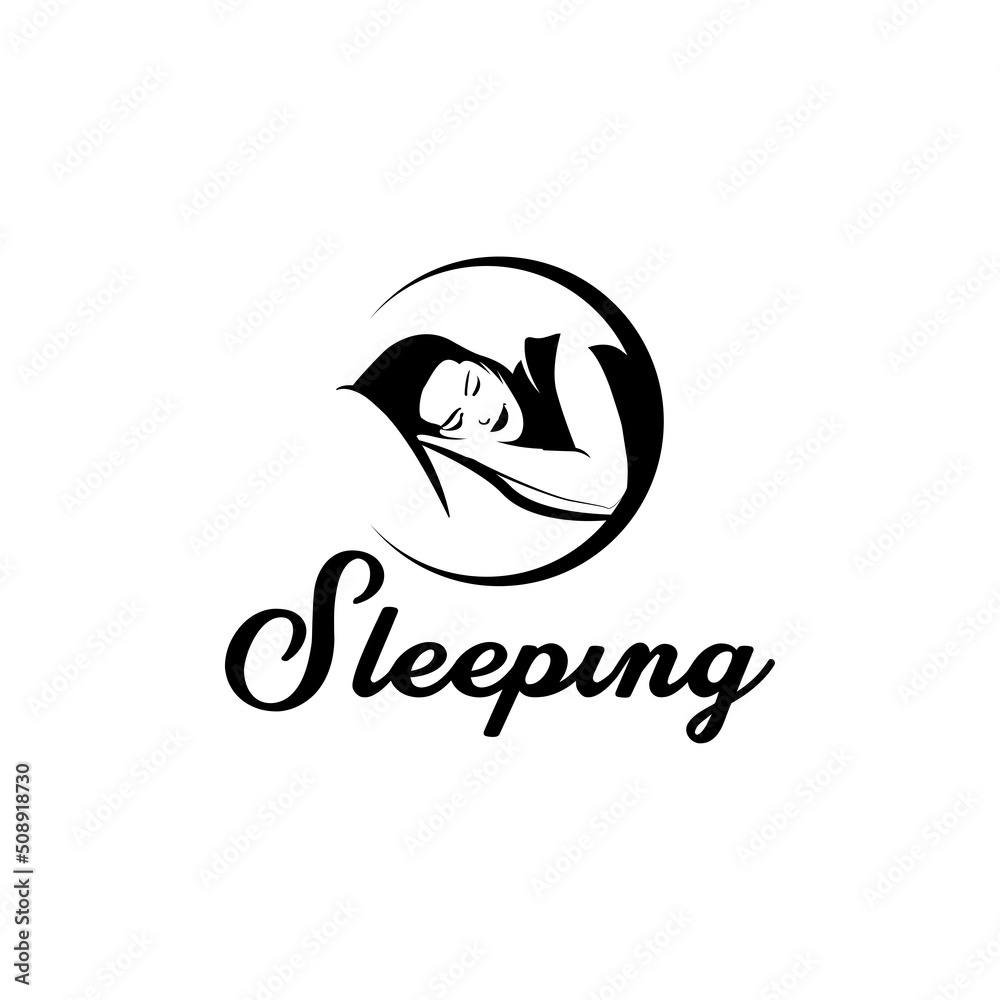 women sleeping comfort care logo symbol design illustration