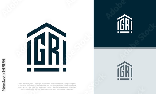 Simple Initials GR logo design. Initial Letter Logo. Shield logo.