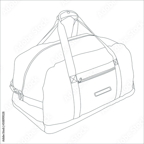line art travel bag with white background, Men's Leather Duffel Bags, Weekender bag.