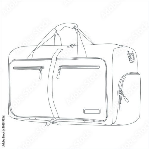 line art travel bag with white background, Men's Leather Duffel Bags, Weekender bag.