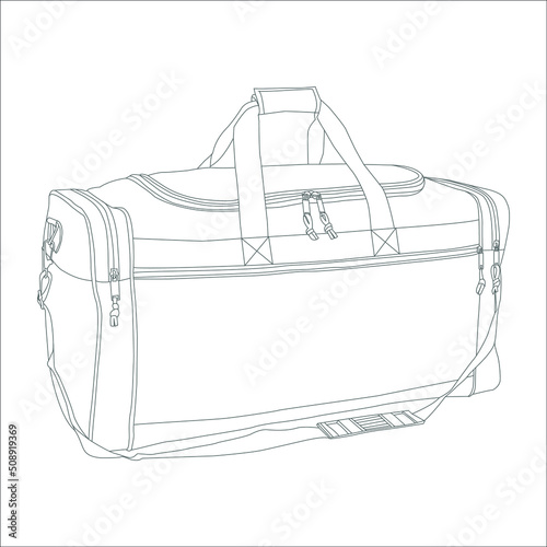 line art travel bag with white background, Men's Leather Duffel Bags, Weekender bag.