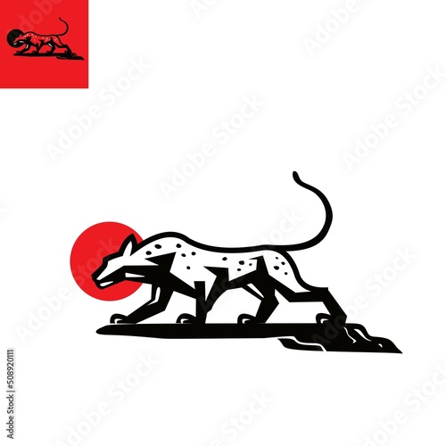 cheetah the big cat logo, siilhouette of fastest animal vector illustrations photo