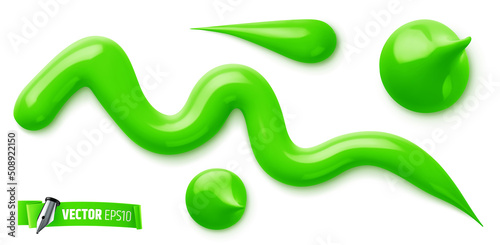 Vector realistic illustration of green paint on a white background.
