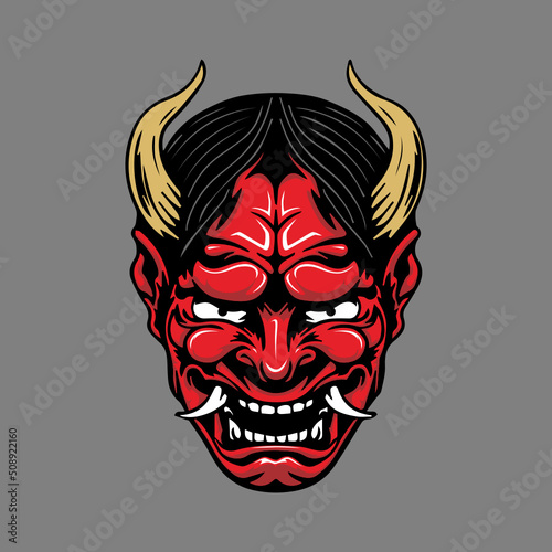 Kabuki japan style. japan graphic. devil of japan. vector kabuki