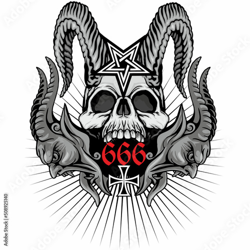 Gothic sign with skull, grunge vintage design t shirts
