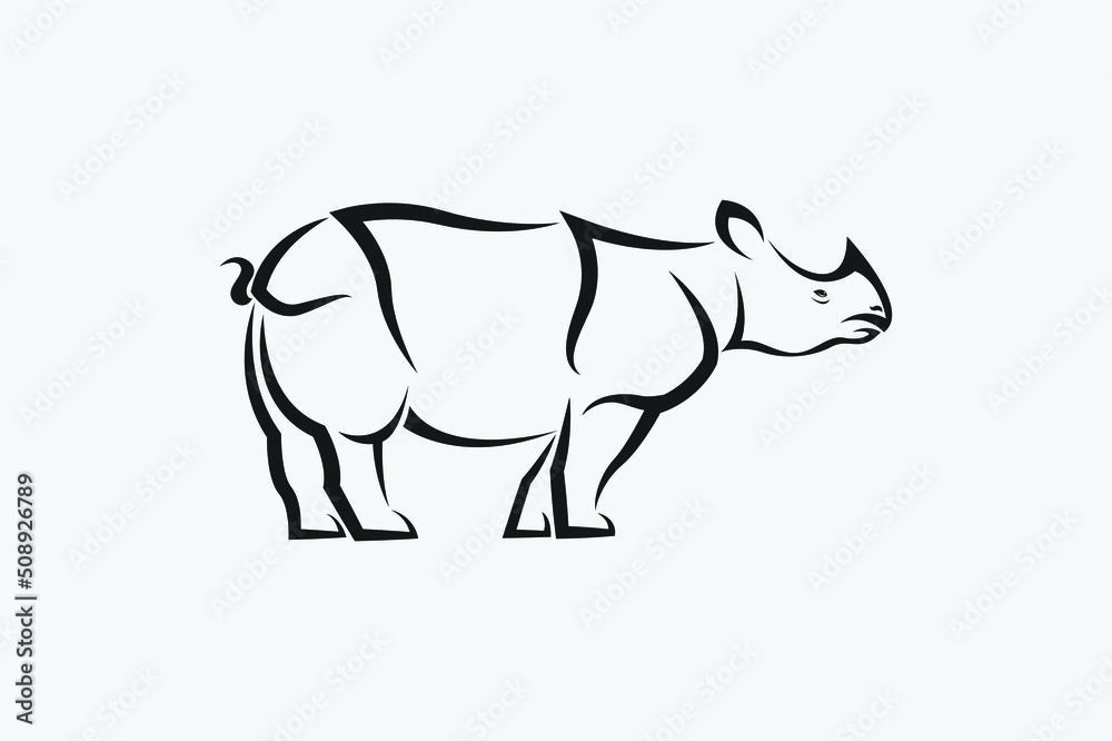 Obraz premium rhino logo vector line art abstract