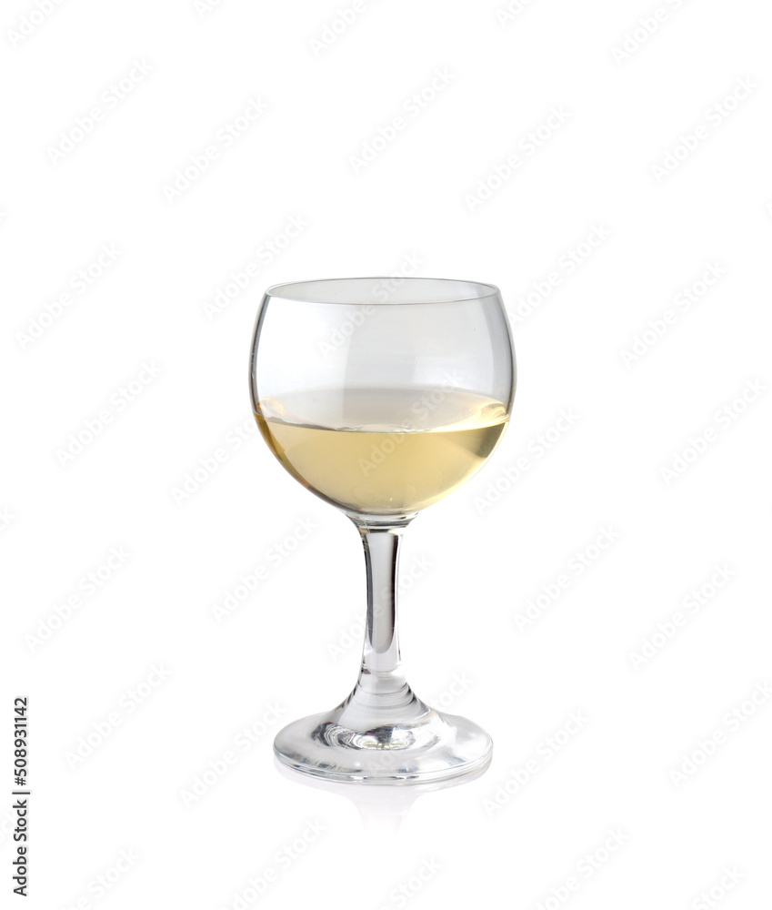 White wine glass isolated on white background