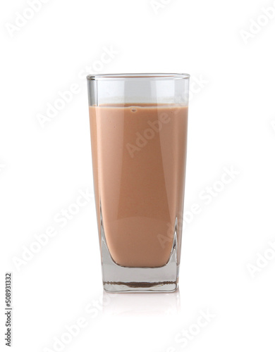 Chocolate milk glass isolated on white background
