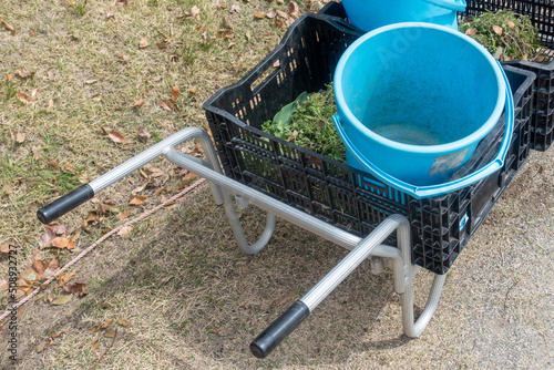 Wallpaper Mural 園芸で使う小さいリヤカーの写真。 Torontodigital.ca