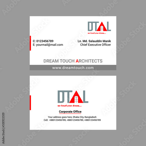 White business card with red Visiting Card Design