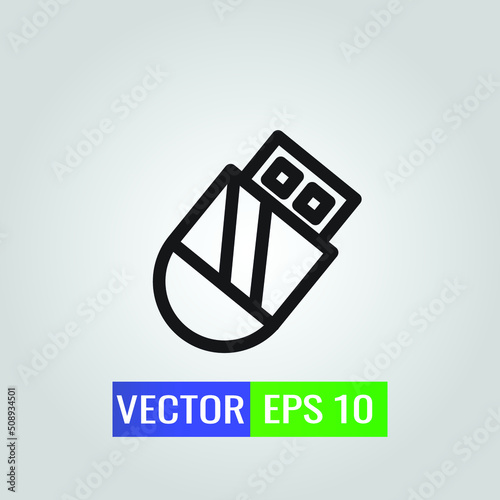 icon illustration of Fash Disk On White Background - Single high quality outline black style for web design or mobile app.