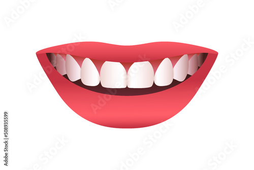 Smile with white teeth isolated on white background. Vector illustration