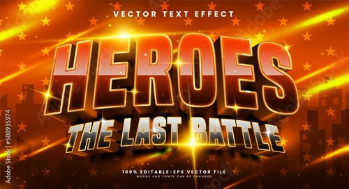 Heroes the last battle 3d editable text effect with brown color, suitable for battle themes.