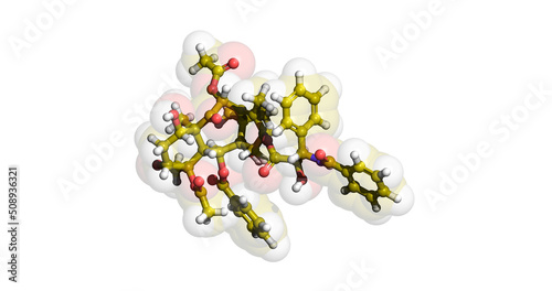 Paclitaxel, anticancer drug, 3D molecule photo