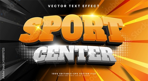 Sport center 3d editable text effect, suitable for sport themes.