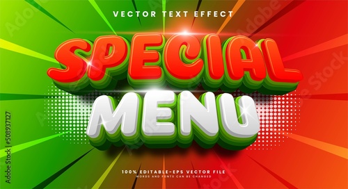Special menu 3d editable text effect, suitable for food menu themes.