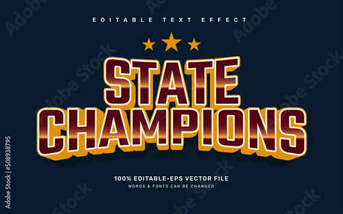 Foto State champions editable text effect template