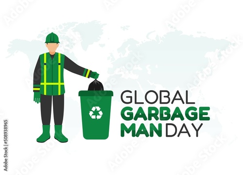 vector graphic of global garbage man day good for global garbage man day celebration. flat design. flyer design.flat illustration.