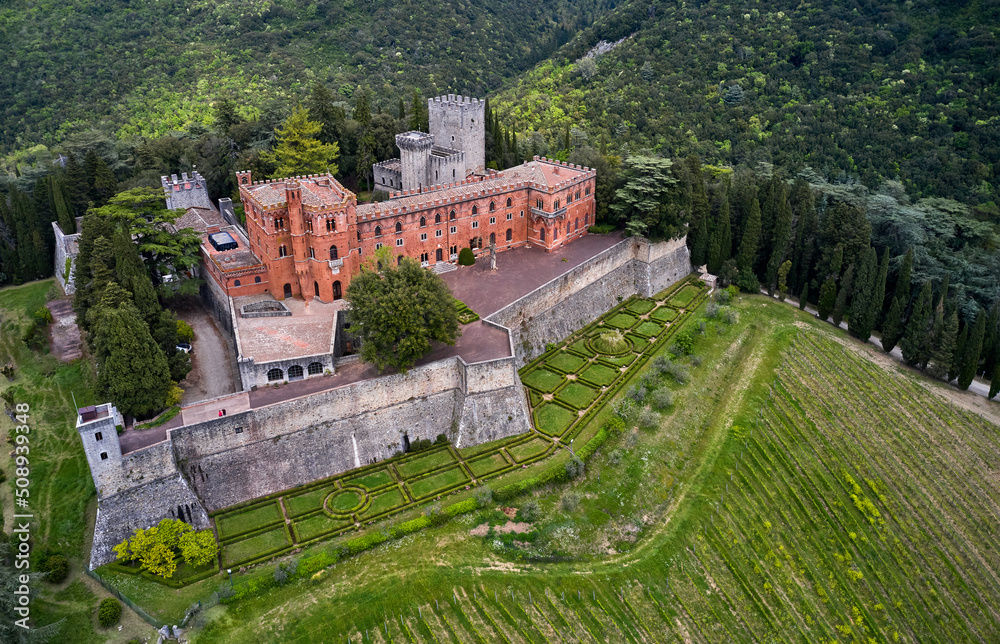 Fototapeta Aerial view on Brolio castle, Tuscany