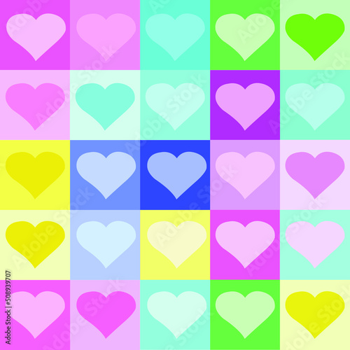gift wrapping paper Heart shape using overlapping squares again. By using color play to contrast beautifully.