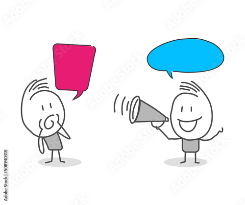 Stick figures. People with speech bubbles. Cartoon style. Social networks, news, social networks, chat, dialogue speech bubbles.