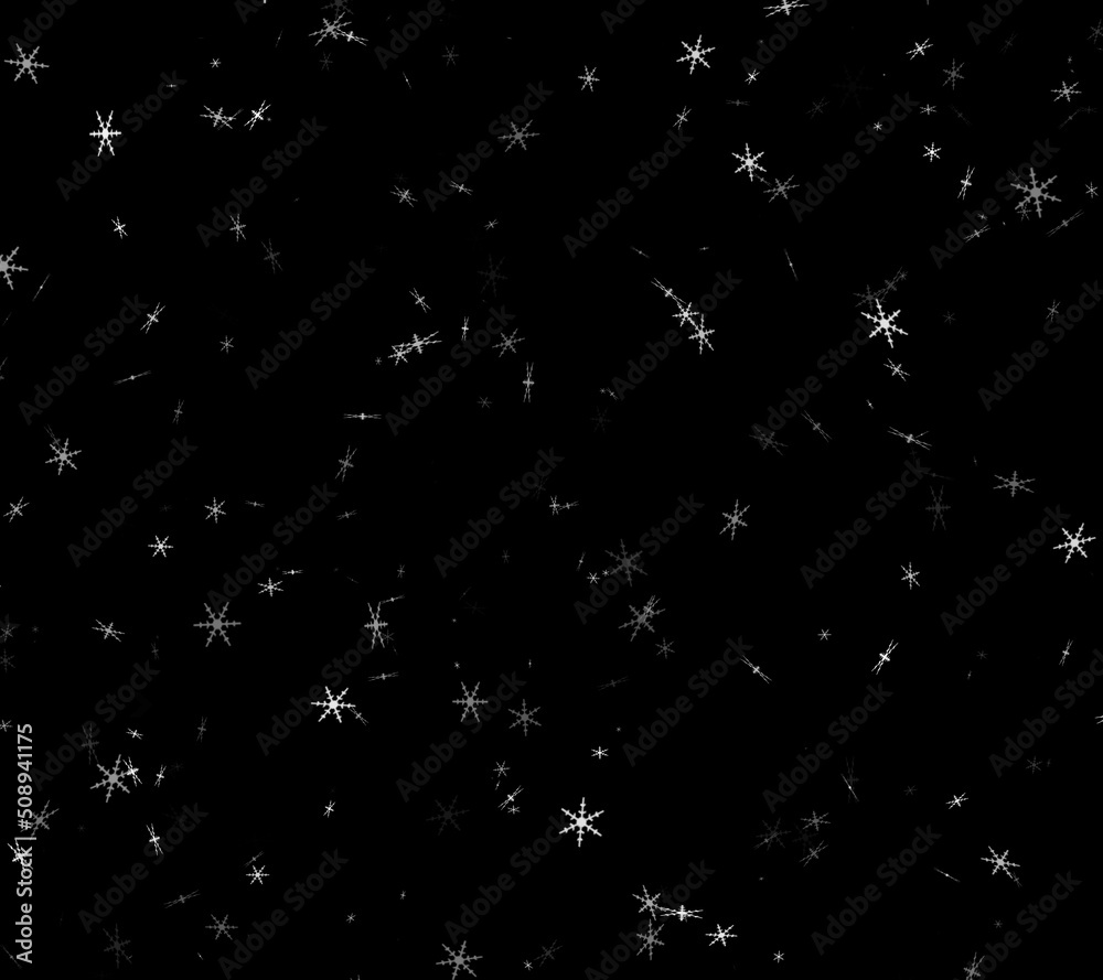 Snow on a black background. Flying snowflakes. The effect of snowfall overlay. Snow on a black background. Flying snowflakes. The effect of snowfall overlay.