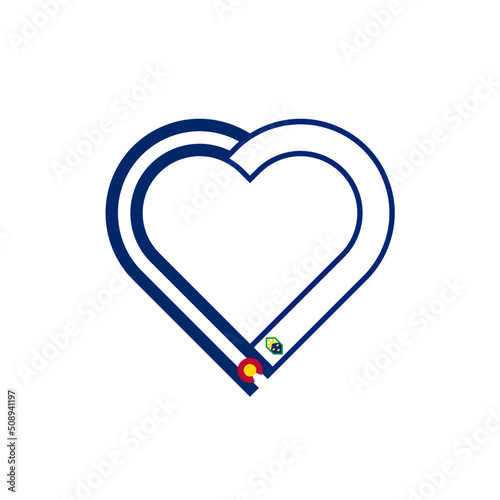 unity concept. heart ribbon icon of colorado and colorado springs flags. vector illustration isolated on white background