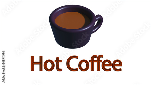 Hot Coffee Illustration 3d vector file on white background. 