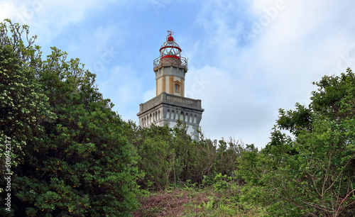 Higer lighthouse (farol de higer) in Hondarribia, a coastal town in Spanish Basque Country on the border with France photo