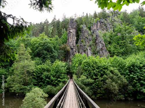 Fotografie, Tablou Svatosske Skaly or Hans Heiling Felsen Landscape with Bridge and Rock Formation