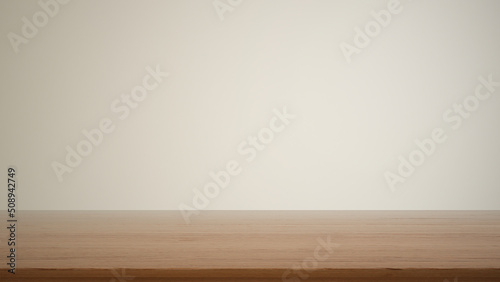 Empty interior design concept  wooden table  desk or shelf close up. White background with copy space  template mock up concept idea