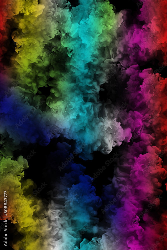 Gradient colorful smoke abstract in the dark for background